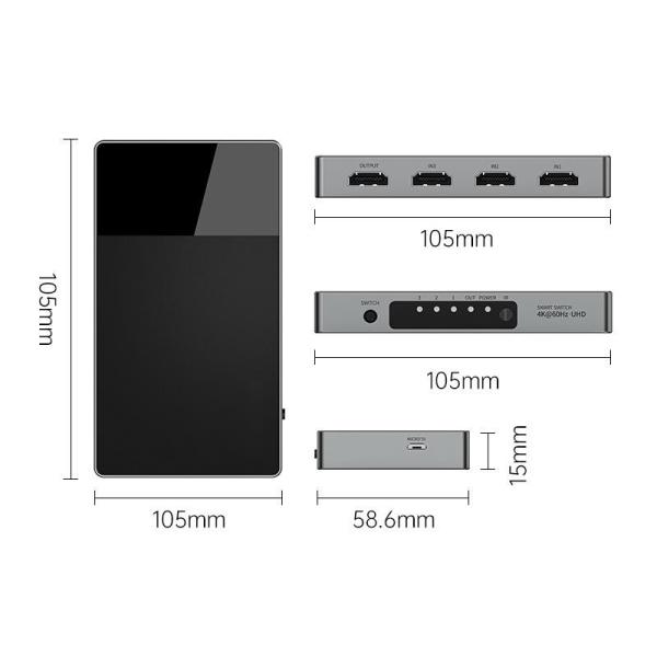Cheap 3-In-1 Multi Input HDMI Selector Switch 4k With HDCP 2.2 Aluminum Build Auto Switching for sale
