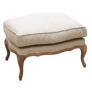 China french style oak wood frames rustic linen fabric footstool and ottoman on sale