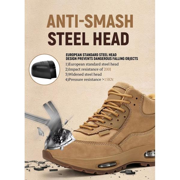 Air-cushion Sole Safety Work Boots In Khaki Oxford Fabric For Maximum Protection