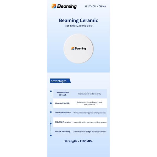 1100MPa Monolithic Dental Zirconia Tooth Crown Zirconia Blocks Dental