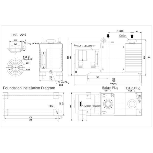 30m3/H Rotary Vane Vacuum Pump High Precision With Hydraulic Anti Return System