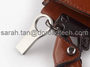 China Real Waterproof Metal Silver USB Flash Drive Pen Drive with Key Ring U Disk on sale