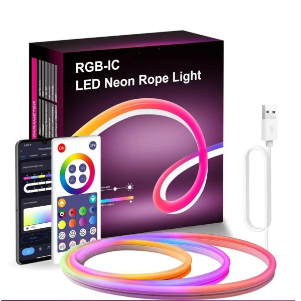 Cheap 5m Flexible Control App Remote Multiple Modes RGB Neon Silicone Strip for sale