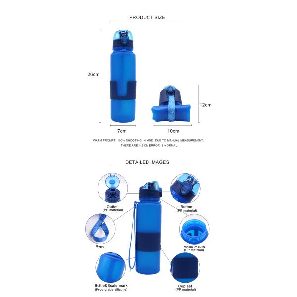 Private Label 500ML Collapsible Silicone Water Bottle