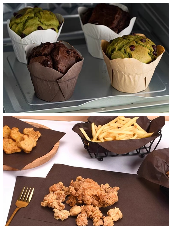A4 size 30gram 40gram Greaseproof Coffee Color Parchment Paper To Muffin Cups