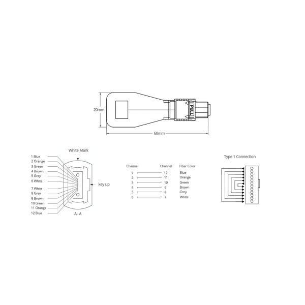 MTP Loopback Module 12F MTP / APC Female OS2 9 / 125μm For Trunk Cable Type 1