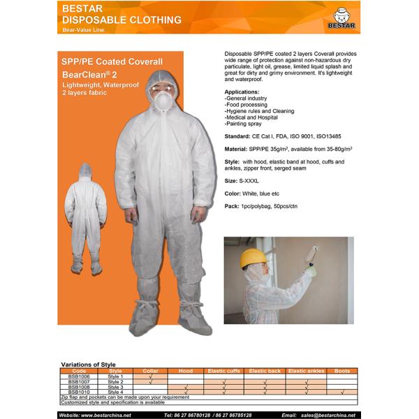 Dustproof Disposable Painting Coveralls Spp PE Medical Coverall Suit