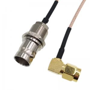 Best TNC male threaded female hole to 90 degrees MCX elbow internal pin adapter cable BNC female to MCX male RF cable wholesale