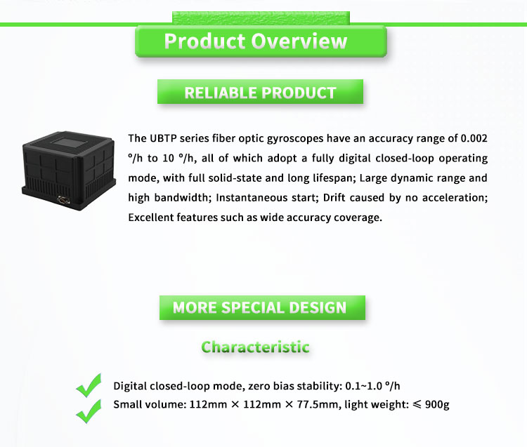 RS422 Output Form UBTPT400Y Navigation Inertial System Fiber Optic Gyroscope Sensor