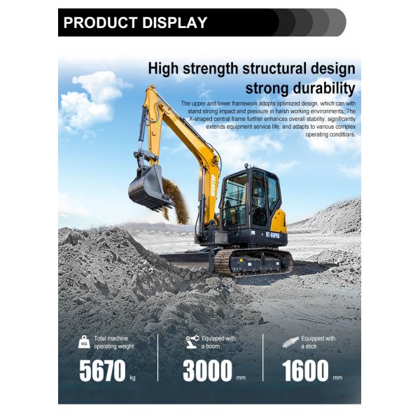 HT60Pro Hydraulic Excavator Hydraulic System and High Strength Structural Design