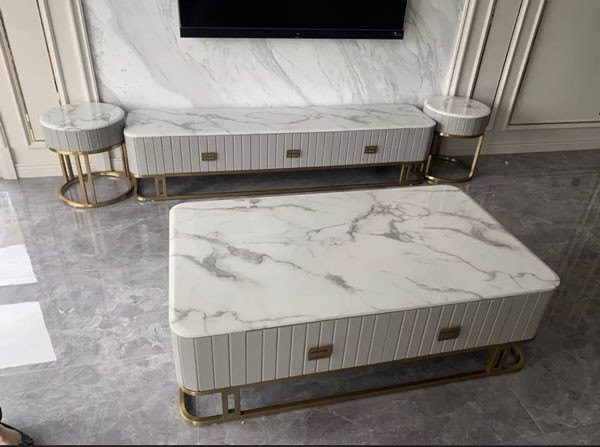 Home Living Room Furniture Luxury Coffee Tables Marble Center Table 1400X800X440mm