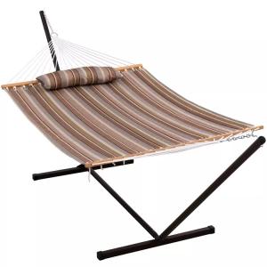 Best Outdoor Camping Portable Lightweight Folding Double Cotton Hammocks with Metal Stand wholesale