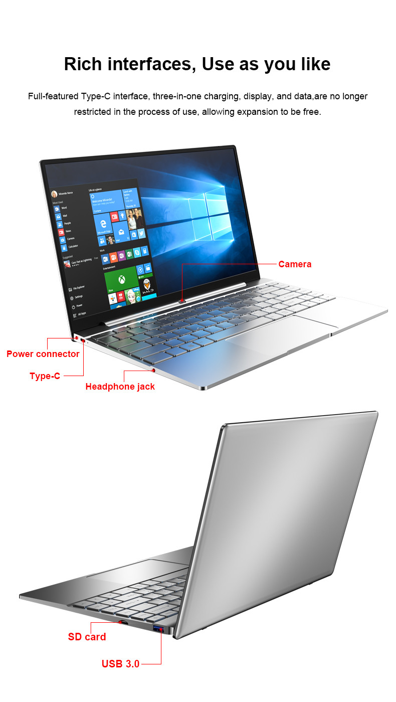 4000mah battery Laptops Notebook PC CPU N5095 Mini PC Computer With Camera