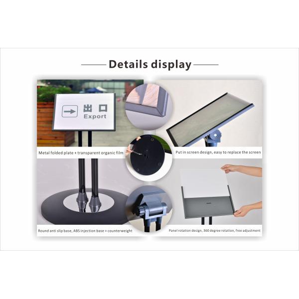 Base 280mm Poster Display Stand Double Pole Frame Angle Adjustable