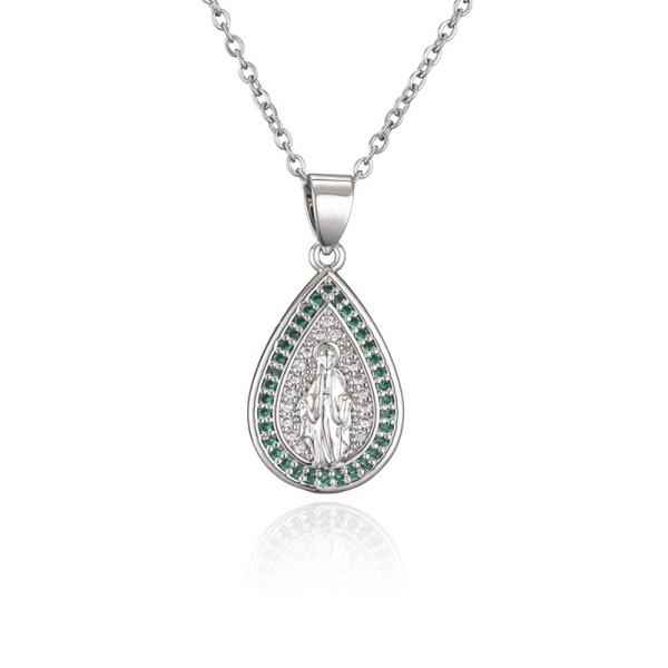 Cheap OEM ODM Sterling Silver Drop Necklace Micro Inlaid Virgin Mary Necklace for sale