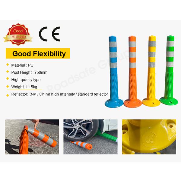 750mm PU Spring Post Orange Warning Post Traffic Bollard Reflective Delineator