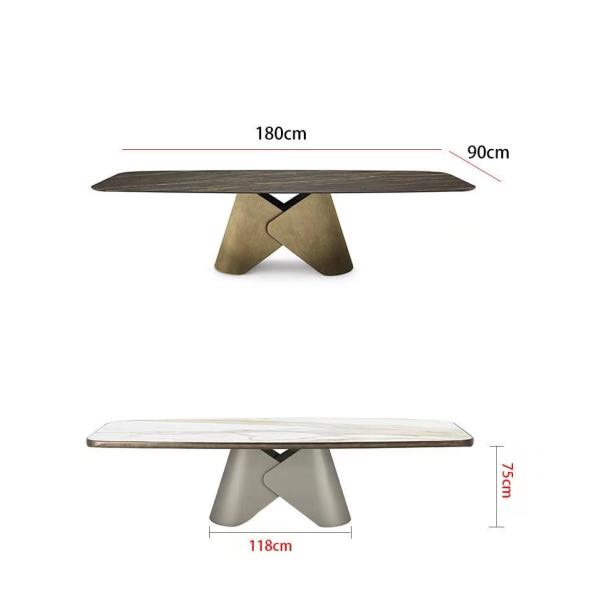 Italian Ceramic Marble Top Dining Table Black Marble Dining Table Gold Legs