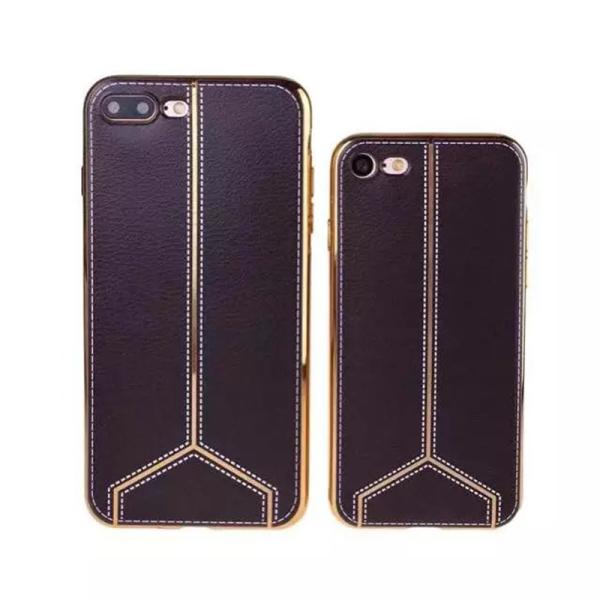 Soft TPU Electroplating Classic Striae Gold Frame Back Cover Cell Phone Case For iPhone 7 7 Plus