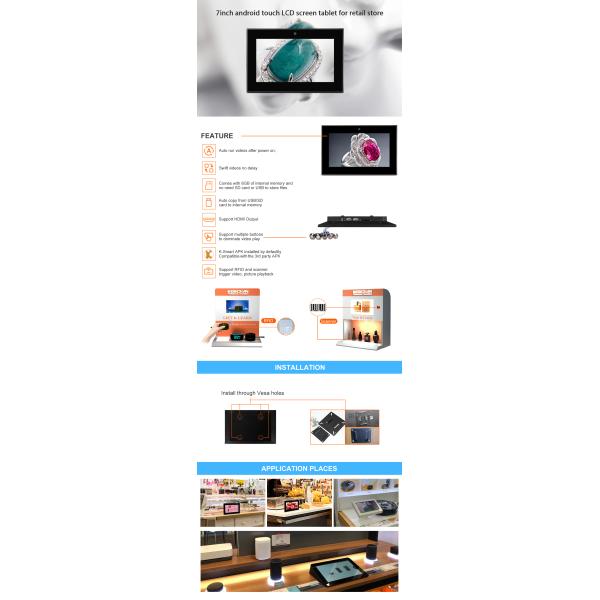 High Resolution Retail LCD Screens SD Card U Disk Support Customized Size