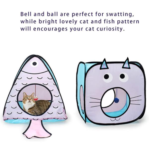 Best Crinkle Paper Collapsible Interactive Pet Cat Tunnels Tubes With Play Ball And Bell For Puppy