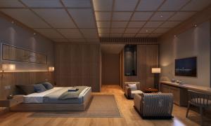 Luxury Hotel Guest Room Furniture oak veneer double bed OEM ODM welcome