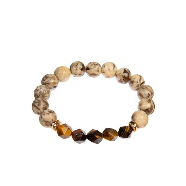 Cheap Handmade Elastic Beaded Stone Bracelet , Unisex Natural Tiger Eye Bracelet for sale
