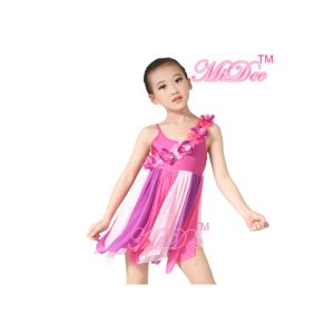 Best Girls Modern Dance Costumes Camisole Asymmetrical Floral Lyrical Dress wholesale