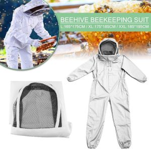 Economical Protective Sting Proof Beekeeping Suit Full Body White Colour