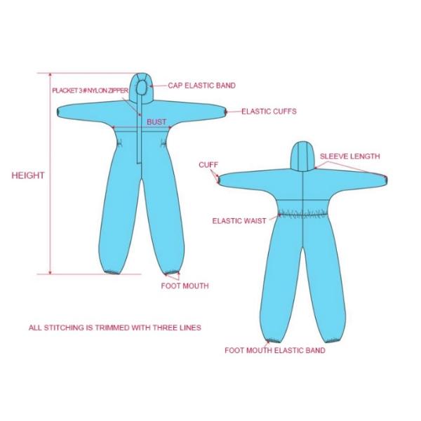 Non Seterile Disposable Isolation Gowns Anti Bacterial Polypropylene Coverall