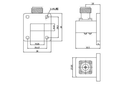 Wr75 To Coaxial Right Angle Waveguide To Coax Adapter 10.0 - 15.0 Ghz