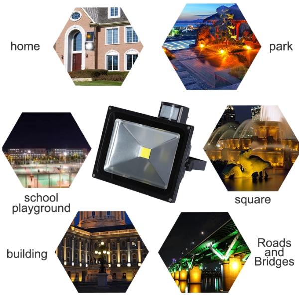 High quality IP65 Solar Powered Motion Sensor COB Flood Light with high lumen