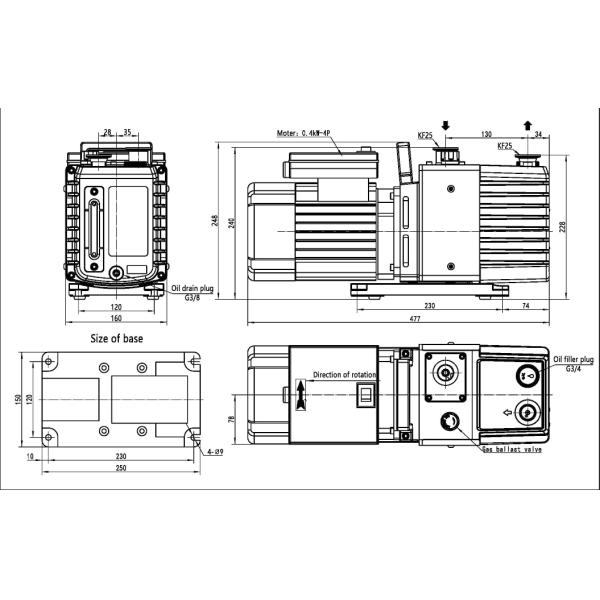 3.6CBM/H Rotary Vane Pump Single Phase High Speed