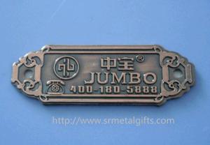 China Screw on antique bronze plated metal emblem plates sign plaques, vintage copper plates, on sale