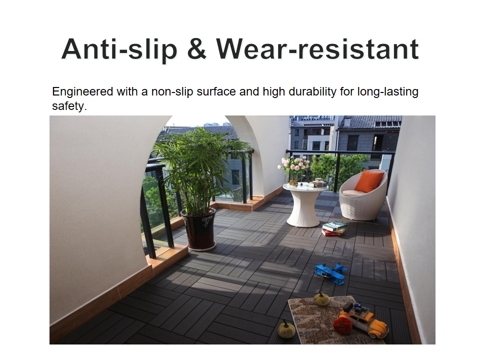 3D Embossed Plastic Wood Deck Tiles Match Real Wood Texture