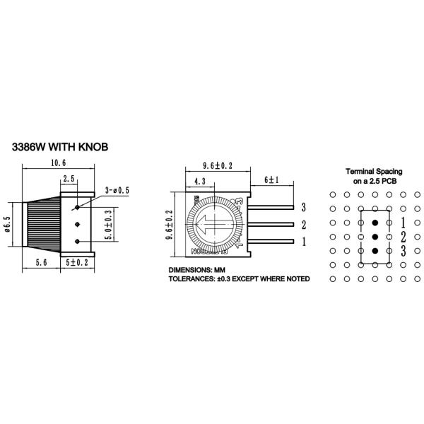 3386W SMD Multi Turn Trimmer Potentiometer 10k Through Hole Mounting