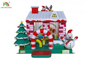 Best Red / White Color Inflatable Bouncy Castle House With Christmas Tree For Business wholesale