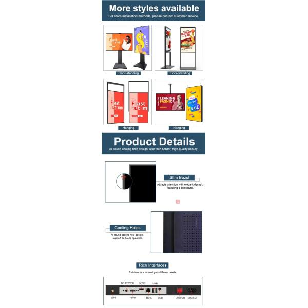 Shop 55 65 Inch 3000 Nit High Brightness Monitors Hanging Advertising Digital Signage Facing Window Lcd Screen Display