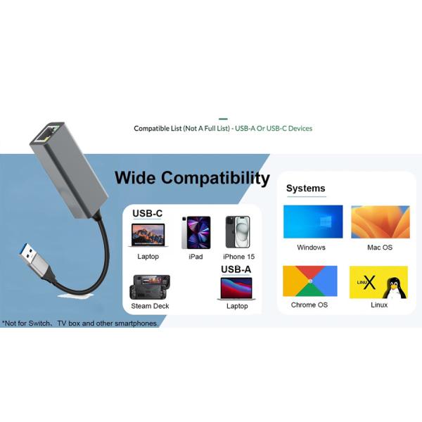 Super Speed USB3.0 To Gigabit Ethernet Adapter Premium Aluminum Shell OEM Manufacturer