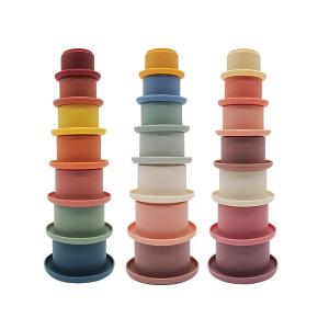 Best 7 Cups Montessori Sensory Silicone Building Blocks Silicone Stacking Toy wholesale