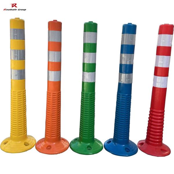 750mm PU Spring Post Orange Warning Post Traffic Bollard Reflective Delineator