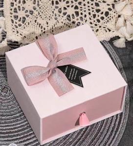 Best Art Paper Pink Paperboard Gift Boxes With Ribbon Drawer Box Shape For Cosmetic Packaging wholesale