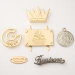 Metal Bag Label Custom Logo Metal Plates For Bags Design Gold Hanging Tag Circle