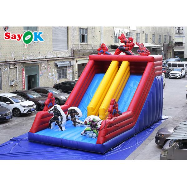 Spiderman Cartoon Dual Lane Inflatable Water Slides