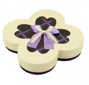China Texture Customized 250G Peral Paper Gift Chocolate Packaging Boxes , Wedding Favor Boxes With Ribbons on sale