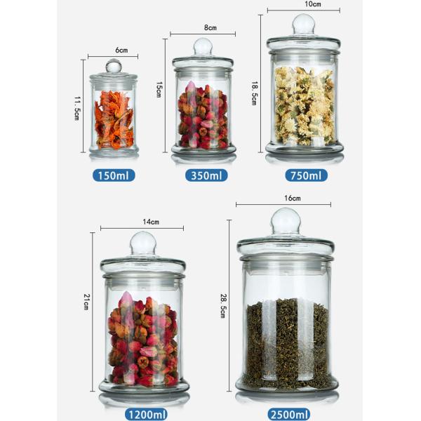 Jam Storage Cookie Glass Spice Jars Empty With Glass Caps , Round Shaped
