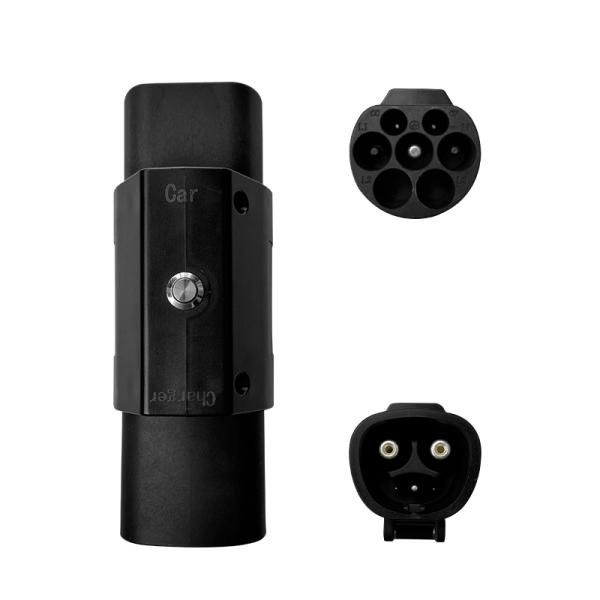 PC Copper NACS 7KW 32A Rated Current AC EV Charging Adapter for Type2 Vehicles Tesla Charging Pile