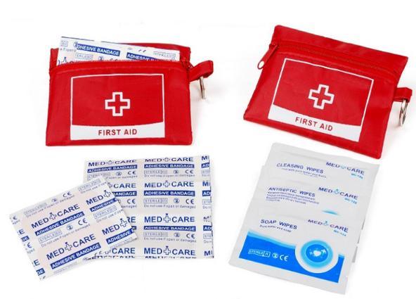 SL-048 Red First Aid Kit with Key Chain Design Nylon Mini First Aid Kit