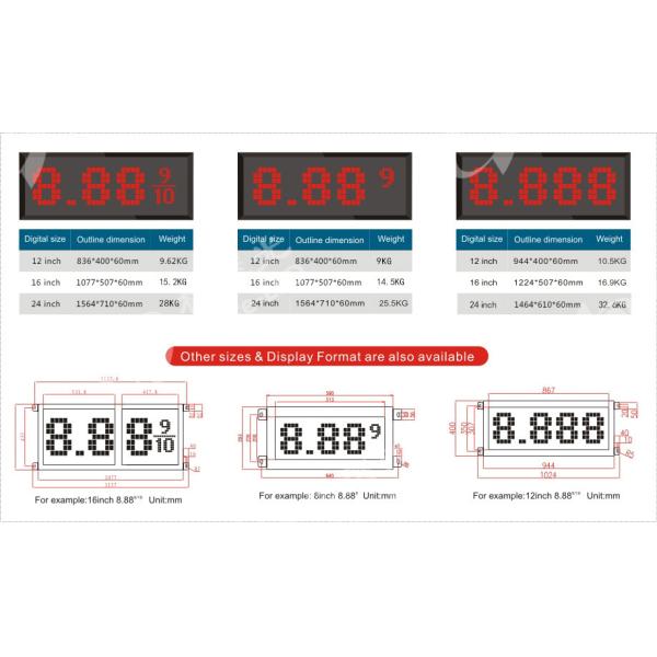 Led Fuel Price Signs Red Amber Green Blue White Digit Height 4" 6" 12" 16" 18" 36"