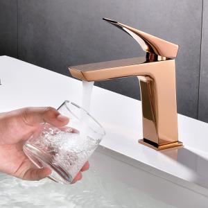 China Villa Apartment Single Handle Bathroom Faucet Single Hole In Gold Water Saving on sale