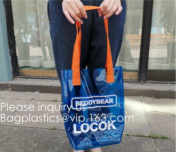 Promotion Transparent Clear Shopping Pvc Bag With Custom Print Nylon & PVC Material Combined Custom Tote Bag Shopping Ba